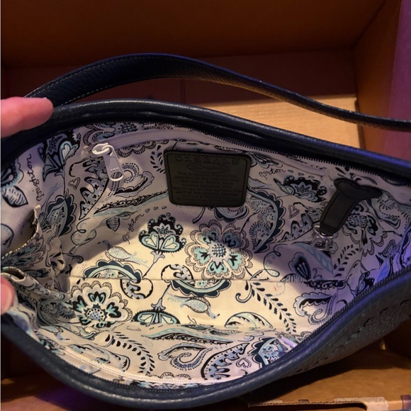 Brighton Navy Blue Pebbled Leather Shoulder Bag - Picture 5 of 7